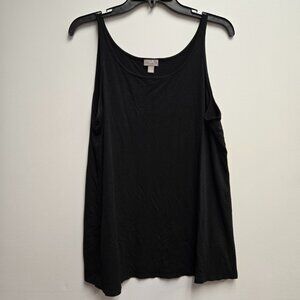 J. Jill Wearever Tank Top L Black Knit Stretch Boat Neck Layering Staple EUC